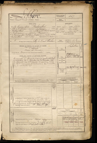 Lefebvre, Edmond Fernand Nestor, né le 26 février 1866 à Coulonvillers (Somme), classe 1886, matricule n° 457, Bureau de recrutement d'Abbeville