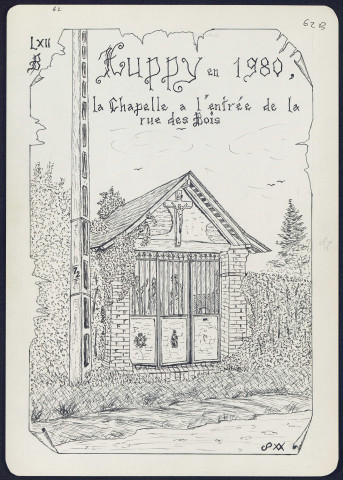 Huppy en 1980 : la chapelle à l'entrée de la rue des bois - (Reproduction interdite sans autorisation - © Claude Piette)