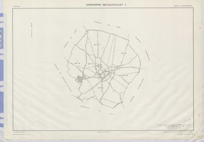 Plan du cadastre rénové - Dompierre-Becquincourt : tableau d'assemblage (TA)