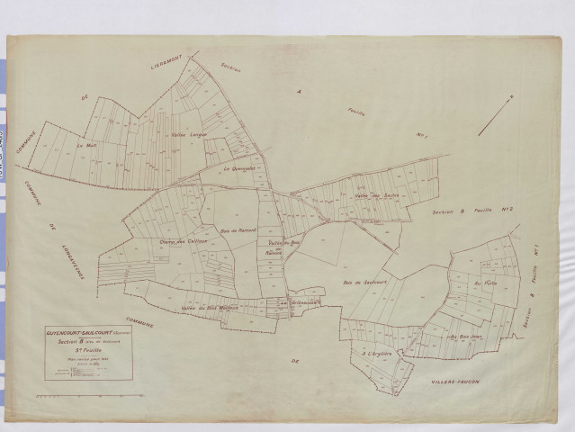 Plan du cadastre rénové - Guyencourt-Saulcourt : section B3