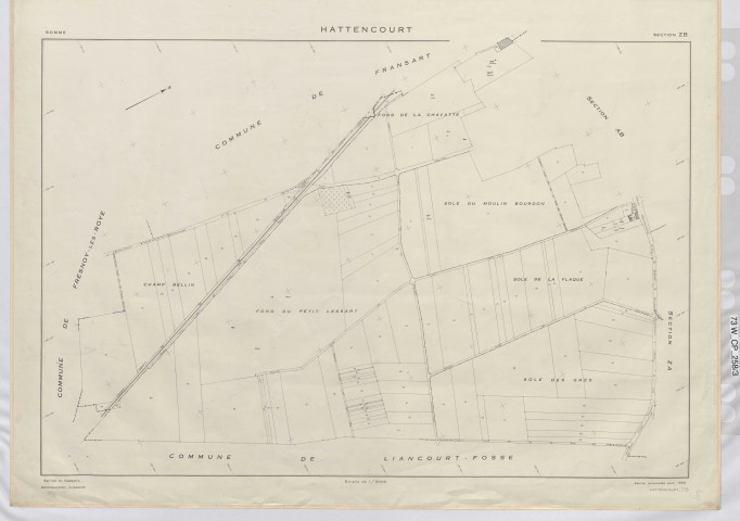 Plan du cadastre rénové - Hattencourt : section ZB