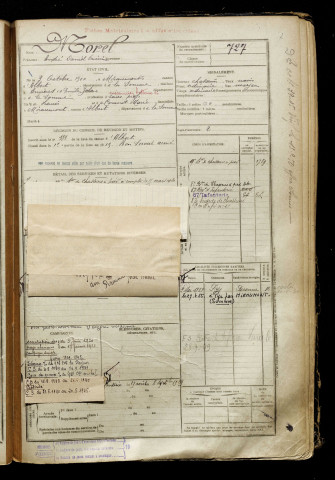 Morel, André Daniel Onésime, né le 03 octobre 1900 à Miraumont (Somme), classe 1920, matricule n° 727, Bureau de recrutement de Péronne