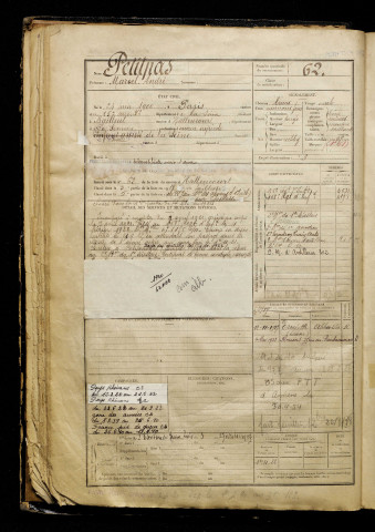 Petitpas, Marcel André, né le 24 juin 1900 à Paris 15e Arrondissement (Paris), classe 1920, matricule n° 62, Bureau de recrutement d'Abbeville