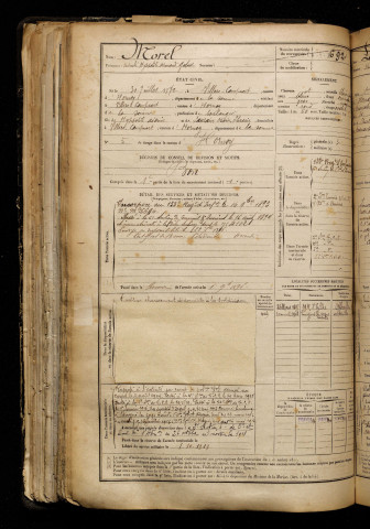 Morel, Mendé Hyppolite Armand Gabriel, né le 31 juillet 1872 à Villers-Campsart (Somme), classe 1892, matricule n° 692, Bureau de recrutement d'Amiens