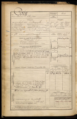 Cain, Alphonse Joseph Arthur, né le 15 août 1866 à Bonneville (Somme), classe 1886, matricule n° 234, Bureau de recrutement d'Abbeville