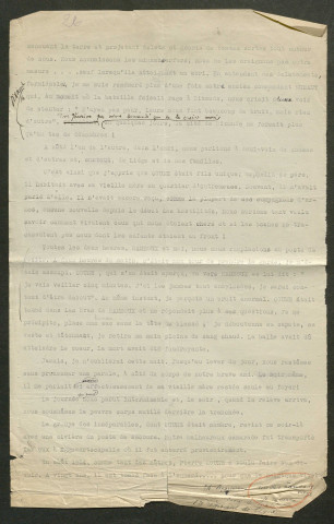 Témoignage de Bacquet, Jean et correspondance avec Jacques Péricard