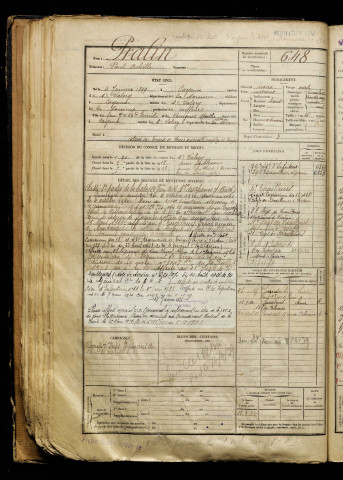 Pralin, Paul Achille, né le 04 janvier 1899 à Cayeux-sur-Mer (Somme), classe 1919, matricule n° 648, Bureau de recrutement d'Abbeville