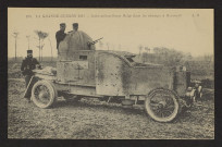 LA GRANDE GUERRE 1914. AUTO-MITRAILLEUSE BELGE DANS LES CHAMPS A DIXMUDE