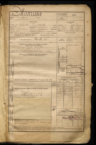 Marcassin, Henri Gervais, né le 17 janvier 1868 à Abbeville (Somme), classe 1888, matricule n° 505, Bureau de recrutement d'Abbeville