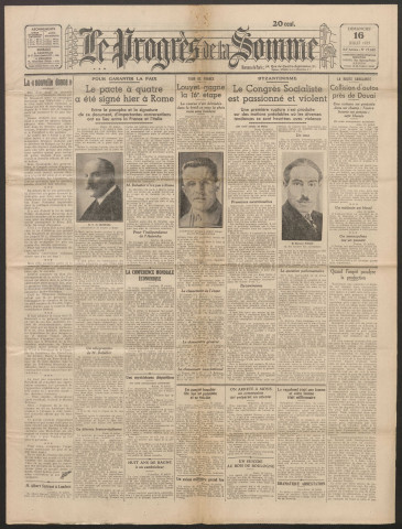 Le Progrès de la Somme, numéro 19680, 16 juillet 1933
