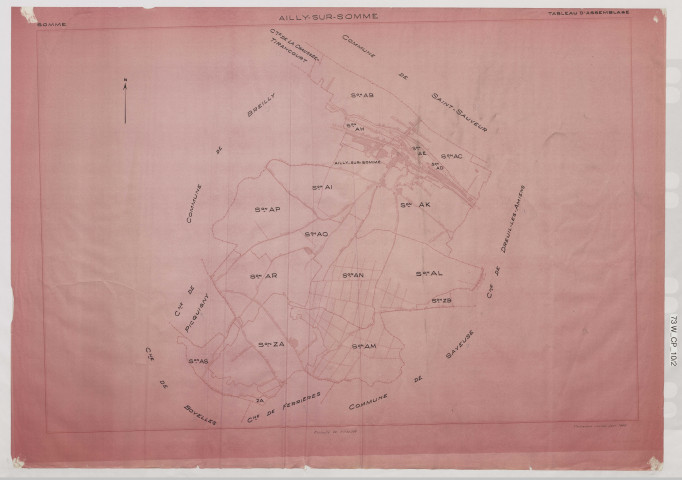 Plan du cadastre rénové - Ailly-sur-Somme : tableau d'assemblage (TA)