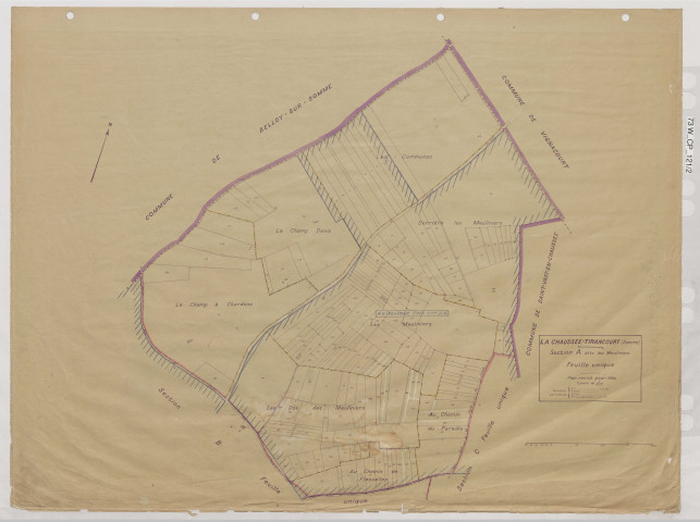 Plan du cadastre rénové - La Chaussée-Tirancourt : section A