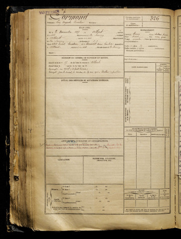 Formond, Léon Auguste Sénateur, né le 02 novembre 1897 à Albert (Somme), classe 1917, matricule n° 326, Bureau de recrutement de Péronne