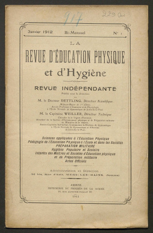 La Revue d'éducation physique et d'hygiène. Revue indépendante