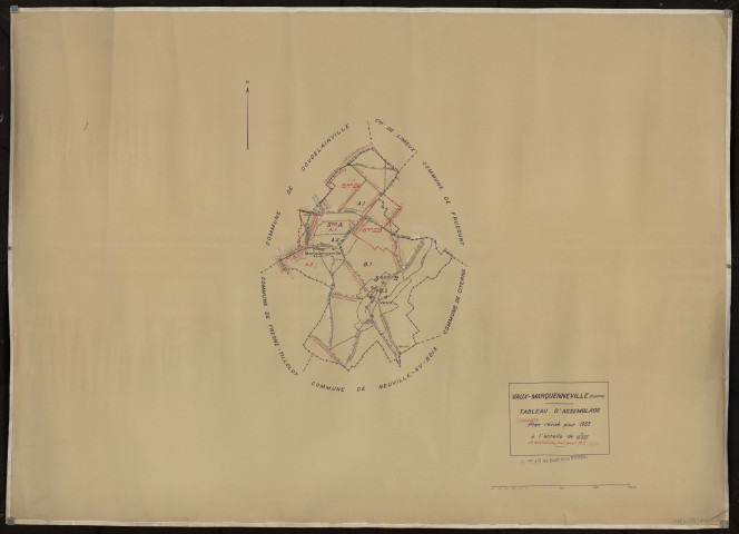 Plan du cadastre rénové - Vaux-Marquenneville : tableau d'assemblage (TA)