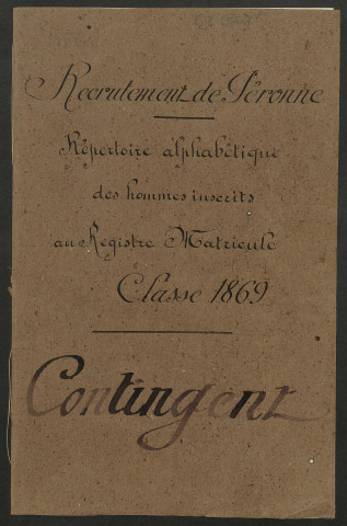 Péronne : liste du contingent de la classe 1869