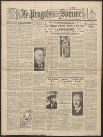 Le Progrès de la Somme, numéro 18397, 11 janvier 1930