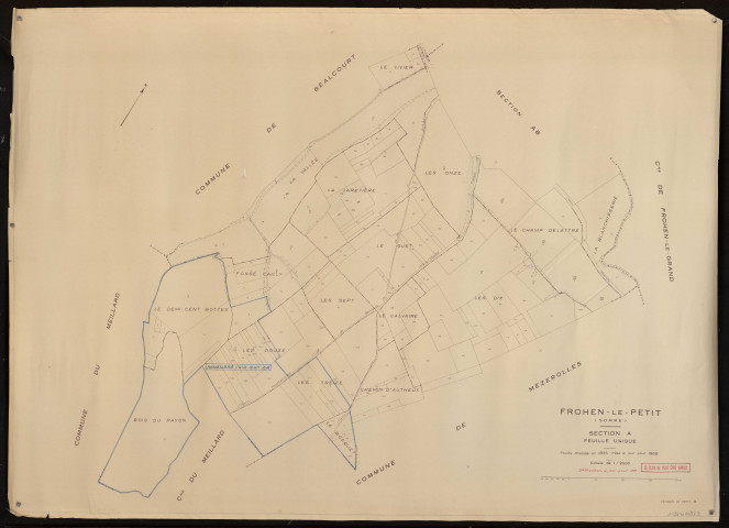 Plan du cadastre rénové - Frohen-le-Petit : section A