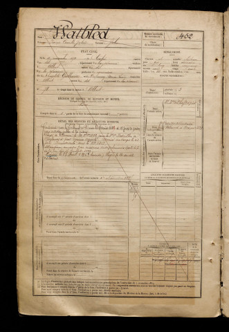 Watbled, François Camille Julien, né le 11 novembre 1871 à Corbie (Somme), classe 1891, matricule n° 452, Bureau de recrutement de Péronne