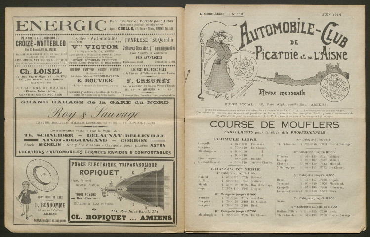 Automobile-club de Picardie et de l'Aisne. Revue mensuelle, 10e année, juin 1914