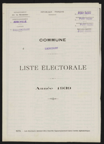 Liste électorale : Liercourt