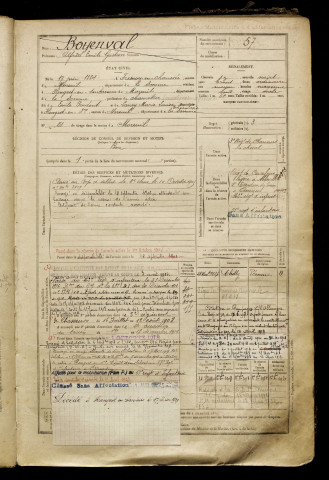 Boyenval, Alfred Emile Gustave, né le 17 juin 1884 à Fresnoy-en-Chaussée (Somme), classe 1904, matricule n° 57, Bureau de recrutement de Péronne