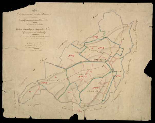 Plan du cadastre napoléonien - Cottenchy : tableau d'assemblage
