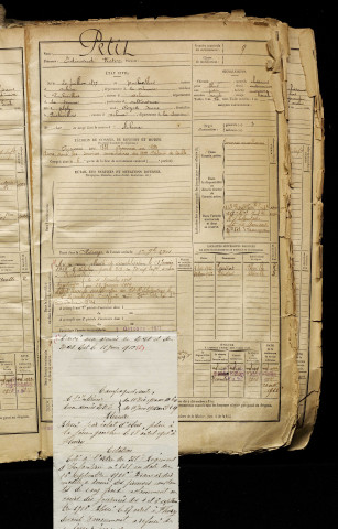 Petit, Edmond Victor, né le 20 juillet 1877 à Puchevillers (Somme), classe 1897, matricule n° 9, Bureau de recrutement d'Abbeville