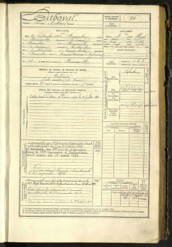 Daboval, Oscar Arthur, né le 24 septembre 1862 à Bernâtre (Somme, France), classe 1882, matricule n° 91, Bureau de recrutement d'Abbeville