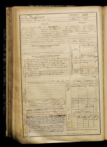Dufour, Marius Laurent Noël, né le 05 décembre 1878 à Montauban-de-Picardie (Somme), classe 1898, matricule n° 388, Bureau de recrutement de Péronne