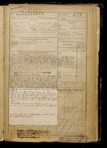Delalain, Fernand Eugène Victor, né le 15 février 1901 à Dompierre-sur-Authie (Somme), classe 1921, matricule n° 471, Bureau de recrutement d'Abbeville