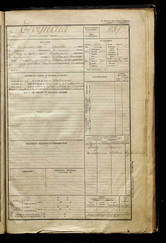 Erogneux, Paul Gaston Fernand, né le 31 décembre 1899 à Fieffes-Montrelet (Somme), classe 1919, matricule n° 987, Bureau de recrutement d'Abbeville