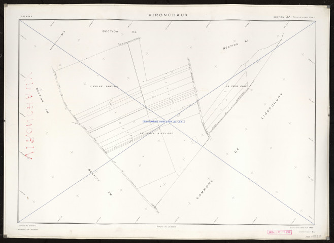 Plan du cadastre rénové - Vironchaux : section ZA