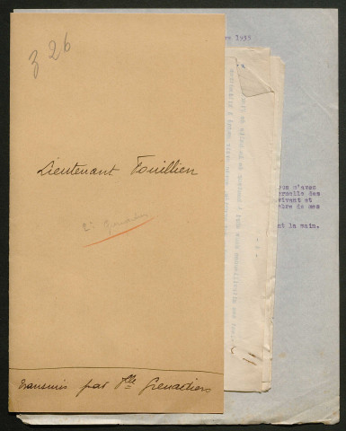 Témoignage de Fouillien (Lieutenant) et correspondance avec Jacques Péricard