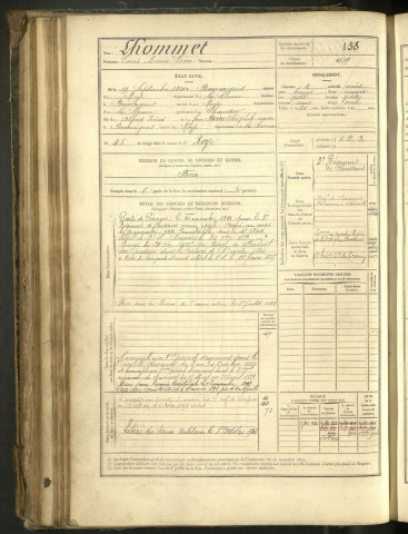 Lhommet, Louis Aimé Léon, né le 19 septembre 1860 à Beuvraignes (Somme, France), classe 1880, matricule n° 158, Bureau de recrutement de Péronne