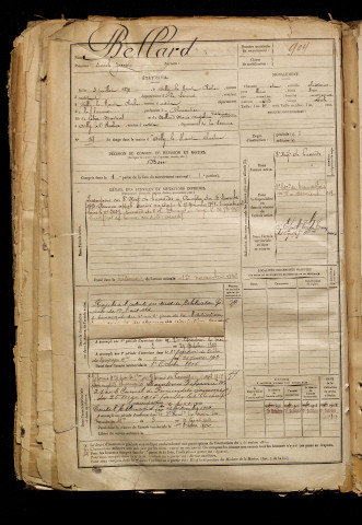 Bellard, Emile Joseph, né le 03 juillet 1872 à Ailly-le-Haut-Clocher (Somme), classe 1892, matricule n° 904, Bureau de recrutement d'Abbeville