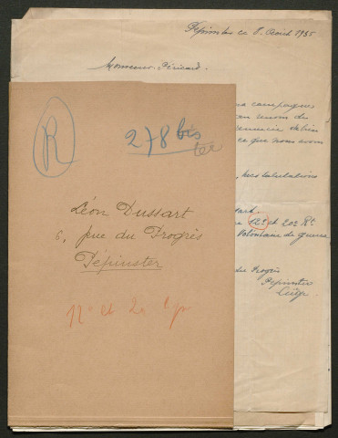 Témoignage de Dussart, Léon et correspondance avec Jacques Péricard