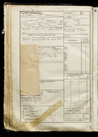 Quénet, Charles Alexandre Ernest, né le 11 octobre 1894 à Montdidier (Somme), classe 1914, matricule n° 84, Bureau de recrutement de Péronne