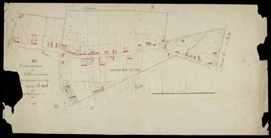 Plan du cadastre napoléonien - Villers-sur-Authie : Village (Le), B développement