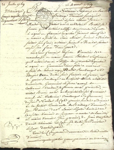 Etude de Me Nicolas Beaudelocque à Amiens (étude n°16). Minutes de l'année 1769