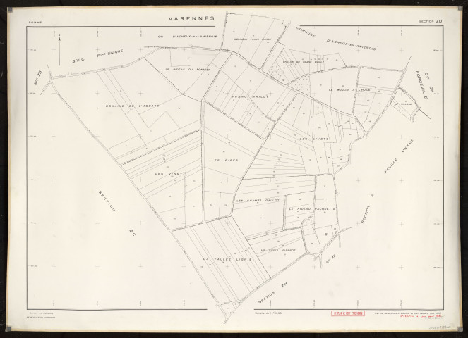 Plan du cadastre rénové - Varennes : section ZD