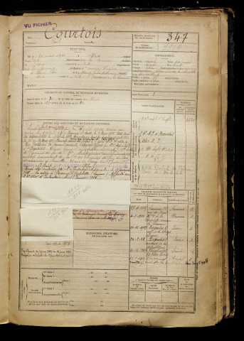 Courtois, Paul, né le 21 mars 1901 à Rue (Somme), classe 1921, matricule n° 347, Bureau de recrutement d'Abbeville