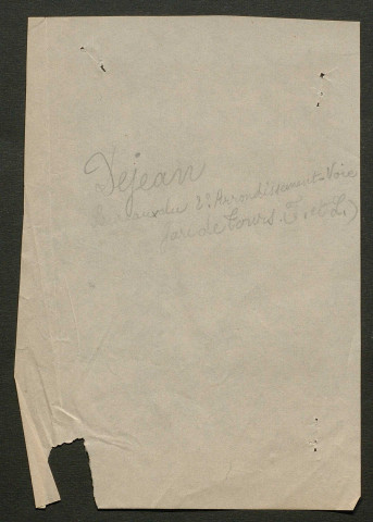 Témoignage de Dejean, Jules (Conducteur de travaux) et correspondance avec Jacques Péricard