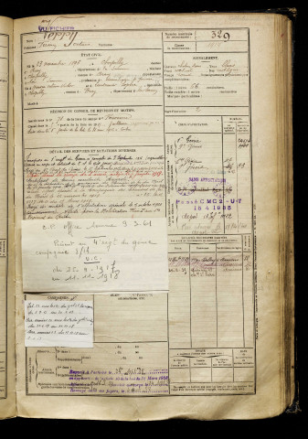 Verry, Firmin Octave, né le 23 novembre 1896 à Chipilly (Somme), classe 1916, matricule n° 329, Bureau de recrutement de Péronne