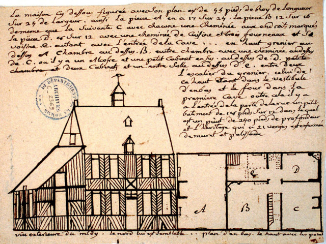 Plan d'une maison à pans de bois à usage de presbytère
