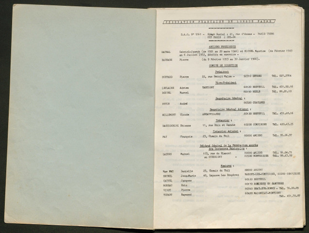 Opuscule (année 1979). Fédération française de Longue Paume : liste des sociétés, classement des joueurs et calendrier