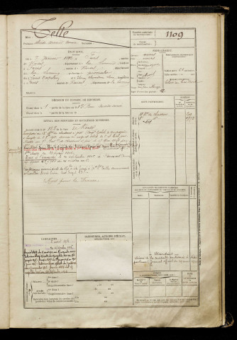 Telle, Alcide Armand Honoré, né le 07 janvier 1892 à Fins (Somme), classe 1912, matricule n° 1109, Bureau de recrutement de Péronne