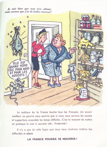 Guerre 1939 1945. Deux dessins caricaturant les problèmes de nourriture en France