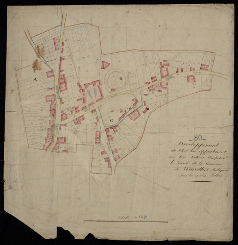 Plan du cadastre napoléonien - Warvillers : Chef-lieu (Le), développement des sections A, B et C