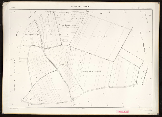 Plan du cadastre rénové - Mons-Boubert : section ZH